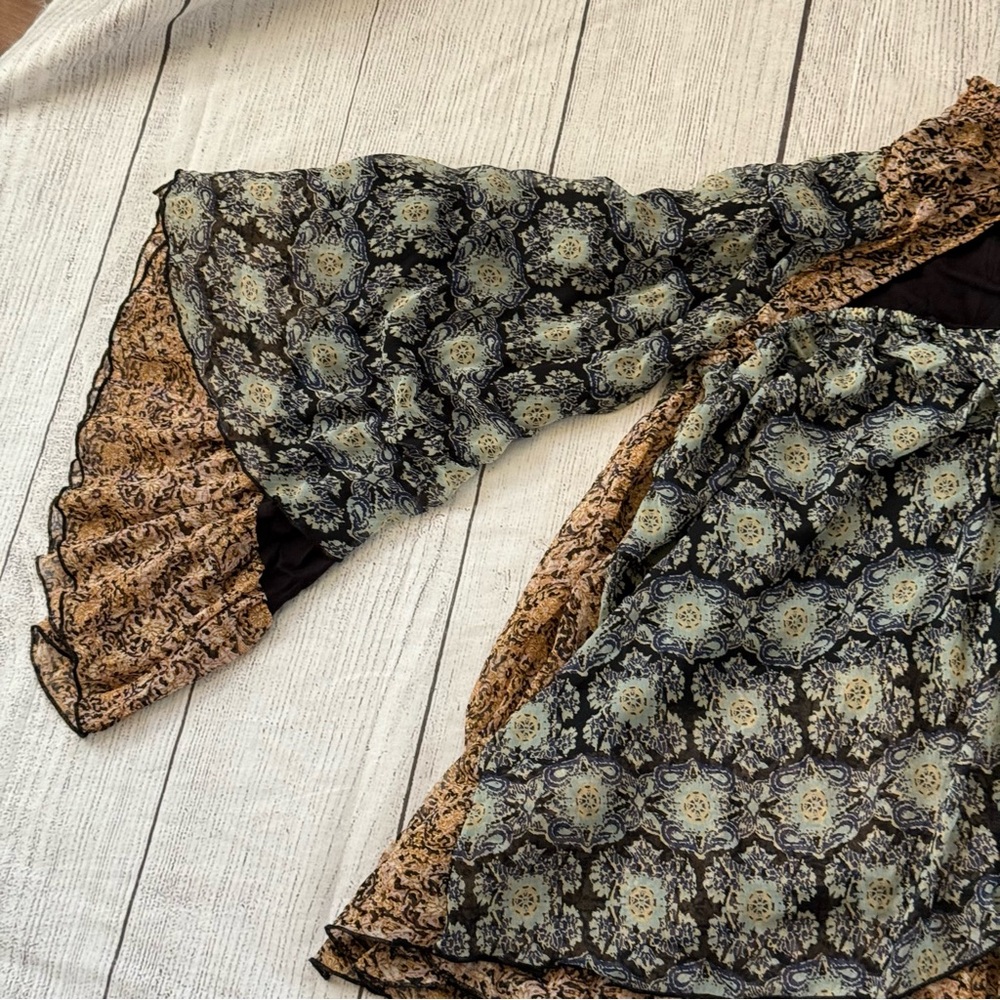 Free People Gabi Tunic Top size small black tan ruffles NEW - Picture 10 of 14